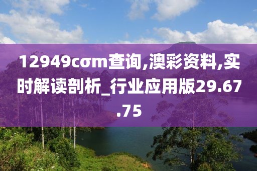 12949cσm查詢,澳彩資料,實時解讀剖析_行業應用版29.67.75