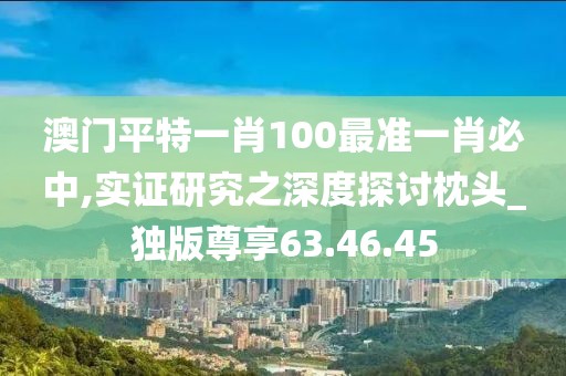 澳門平特一肖100最準一肖必中,實證研究之深度探討枕頭_獨版尊享63.46.45