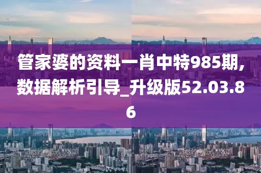 管家婆的資料一肖中特985期,數據解析引導_升級版52.03.86