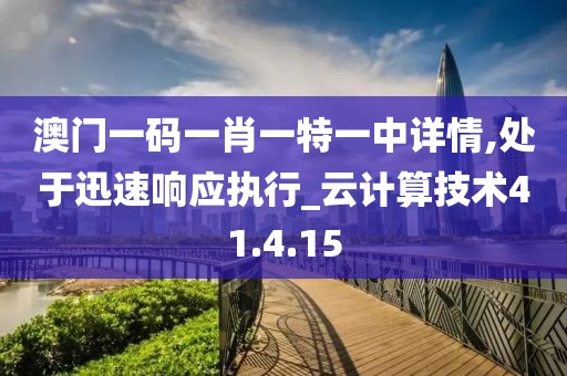 澳門一碼一肖一特一中詳情,處于迅速響應執行_云計算技術41.4.15
