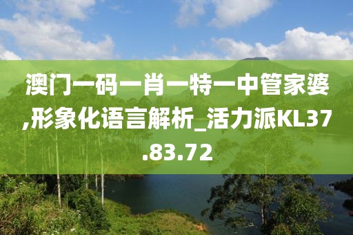 澳門一碼一肖一特一中管家婆,形象化語言解析_活力派KL37.83.72