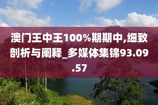 澳門王中王100%期期中,細致剖析與闡釋_多媒體集錦93.09.57