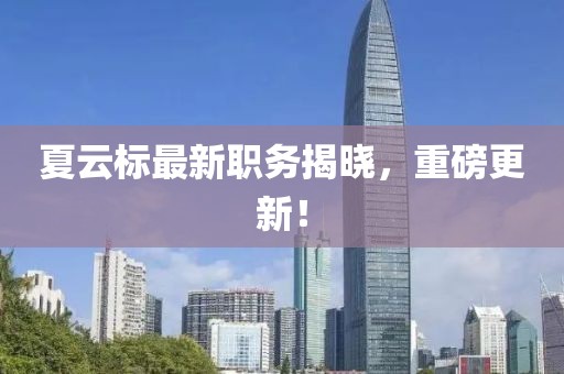 夏云標最新職務揭曉，重磅更新！