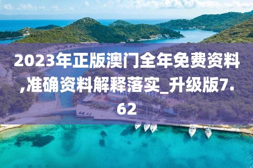 2023年正版澳門全年免費資料,準確資料解釋落實_升級版7.62