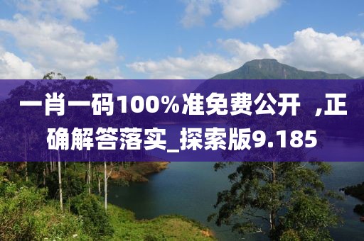 一肖一碼100%準免費公開  ,正確解答落實_探索版9.185