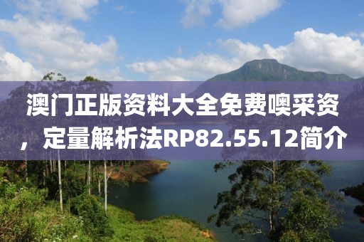 澳門正版資料大全免費噢采資，定量解析法RP82.55.12簡介