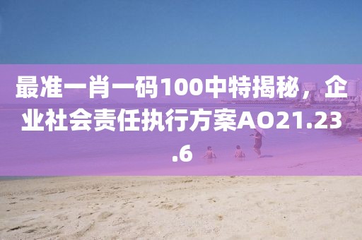 最準一肖一碼100中特揭秘，企業社會責任執行方案AO21.23.6
