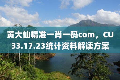 黃大仙精準一肖一碼com，CU33.17.23統計資料解讀方案