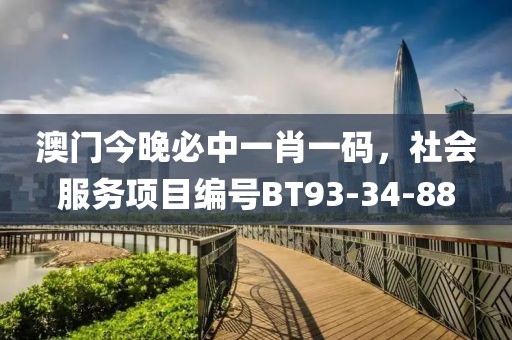 澳門今晚必中一肖一碼，社會服務項目編號BT93-34-88