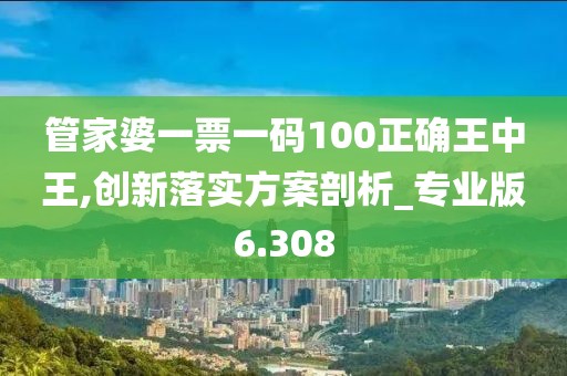 管家婆一票一碼100正確王中王,創新落實方案剖析_專業版6.308