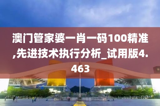 澳門管家婆一肖一碼100精準,先進技術執行分析_試用版4.463