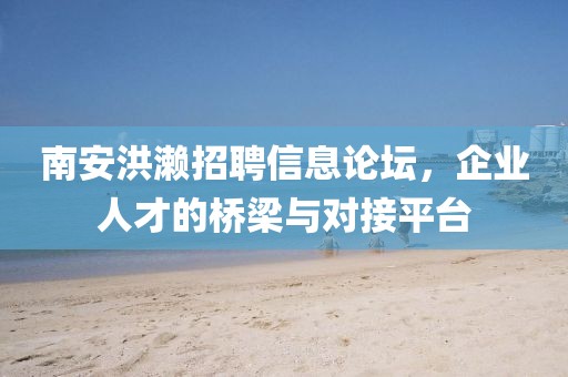 南安洪瀨招聘信息論壇，企業人才的橋梁與對接平臺