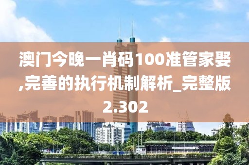 澳門今晚一肖碼100準管家娶,完善的執行機制解析_完整版2.302