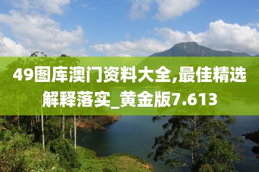 49圖庫澳門資料大全,最佳精選解釋落實_黃金版7.613