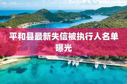 平和縣最新失信被執行人名單曝光