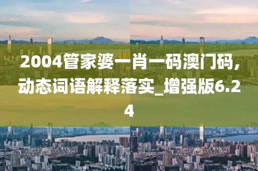 2004管家婆一肖一碼澳門碼,動態詞語解釋落實_增強版6.24