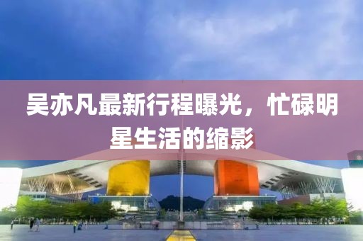 吳亦凡最新行程曝光，忙碌明星生活的縮影