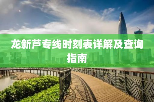 龍新蘆專線時刻表詳解及查詢指南