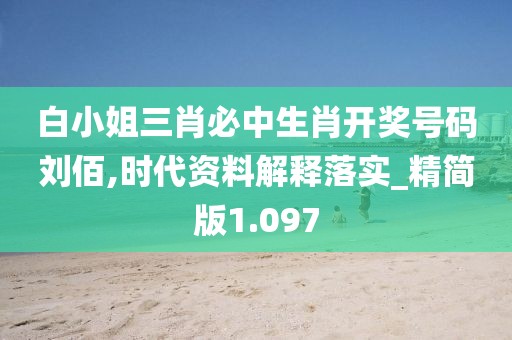 白小姐三肖必中生肖開獎號碼劉佰,時代資料解釋落實_精簡版1.097