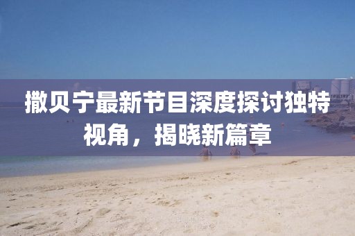 撒貝寧最新節目深度探討獨特視角，揭曉新篇章