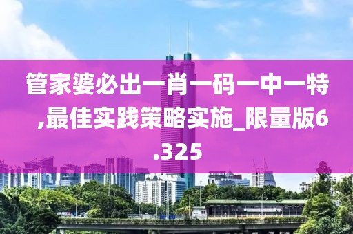 管家婆必出一肖一碼一中一特  ,最佳實踐策略實施_限量版6.325
