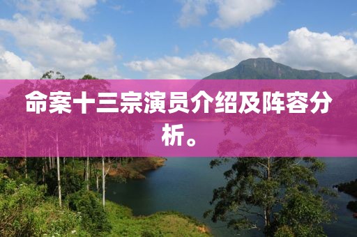 命案十三宗演員介紹及陣容分析。