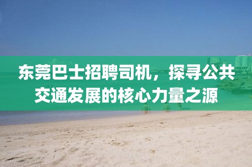 東莞巴士招聘司機，探尋公共交通發展的核心力量之源