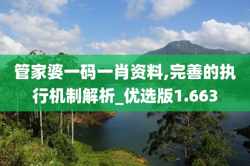 管家婆一碼一肖資料,完善的執行機制解析_優選版1.663