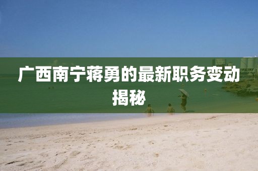 廣西南寧蔣勇的最新職務變動揭秘