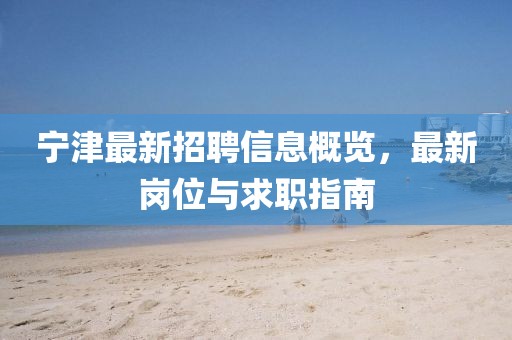 寧津最新招聘信息概覽，最新崗位與求職指南