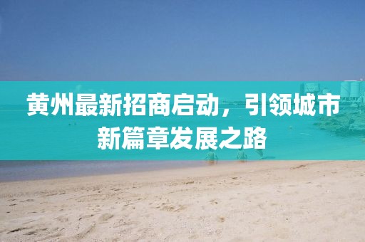 黃州最新招商啟動，引領城市新篇章發展之路