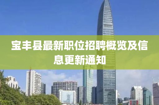 寶豐縣最新職位招聘概覽及信息更新通知