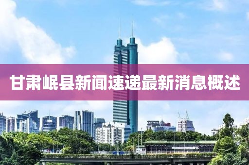 甘肅岷縣新聞速遞最新消息概述