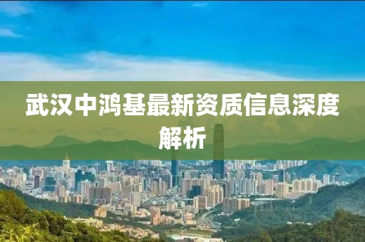 武漢中鴻基最新資質信息深度解析