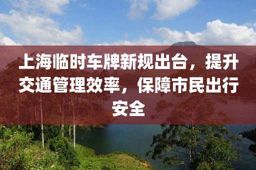 上海臨時車牌新規出臺，提升交通管理效率，保障市民出行安全