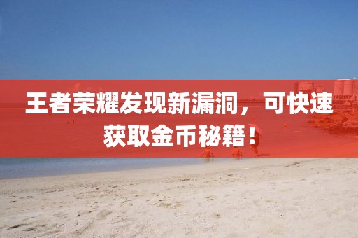 王者榮耀發現新漏洞，可快速獲取金幣秘籍！