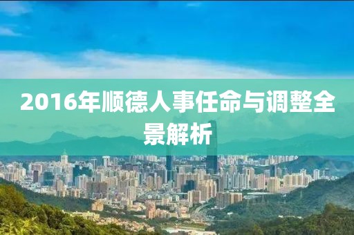 2016年順德人事任命與調整全景解析