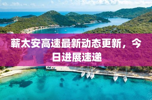 蘄太安高速最新動態更新，今日進展速遞