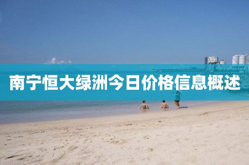 南寧恒大綠洲今日價格信息概述