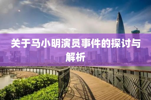 關于馬小明演員事件的探討與解析