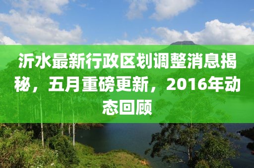 沂水最新行政區劃調整消息揭秘，五月重磅更新，2016年動態回顧