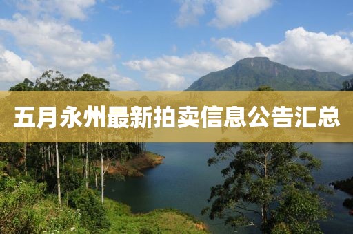 五月永州最新拍賣信息公告匯總