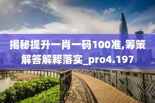 揭秘提升一肖一碼100準,籌策解答解釋落實_pro4.197