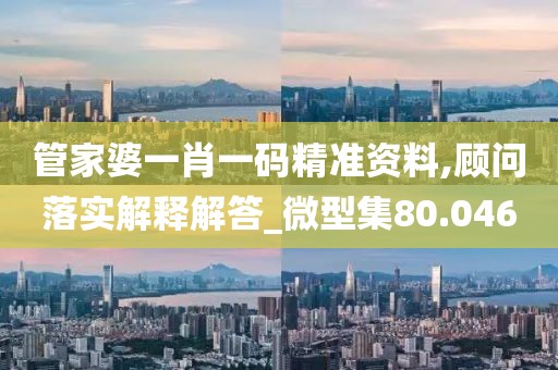 管家婆一肖一碼精準資料,顧問落實解釋解答_微型集80.046
