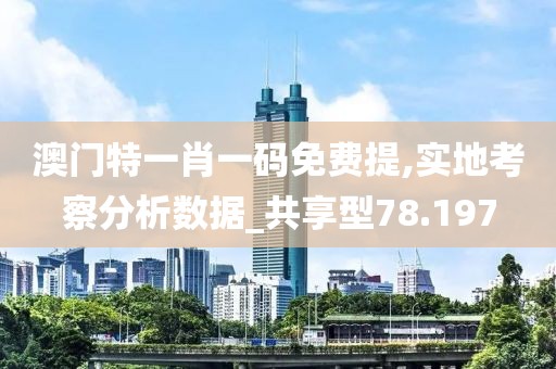 澳門特一肖一碼免費提,實地考察分析數據_共享型78.197