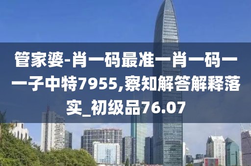 管家婆-肖一碼最準一肖一碼一一子中特7955,察知解答解釋落實_初級品76.07